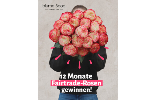Gagnez 6× 1 Abonnement mensuel de roses au commerce équitable pendant 12 mois, d'une valeur de CHF 99,90 chacun
