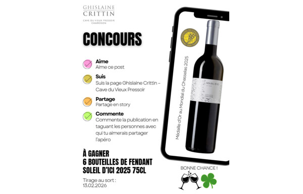 Gagnez un carton de 6 bouteilles de Fendant Soleil d'Ici 2024 75cl