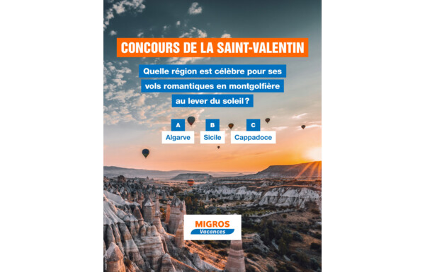 Gagnez l’un des 2 bons Vacances Migros de CHF 150.-pour votre prochain voyage à deux