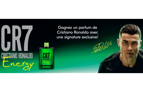 Gagnez le parfum exclusif CR7 Energy, accompagné de la signature originale de Cristiano Ronaldo
